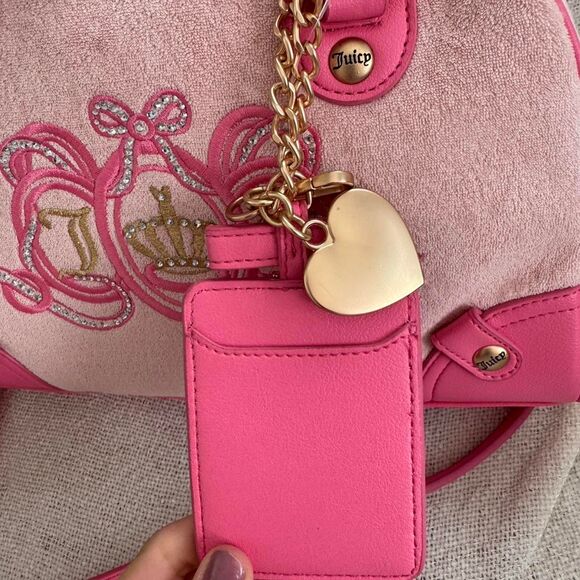 Juicy Couture Lovers Club Y2K Bowling Bag Pink Terry Cloth - Picture 3 of 5
